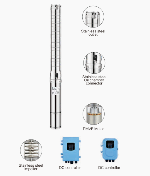 3"DC BRUSHLESS SSIMPELLER SOLAR PUMP